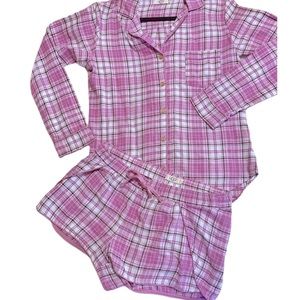 UGG Raven Flannel PJ set, purple & white plaid, notched collar button front